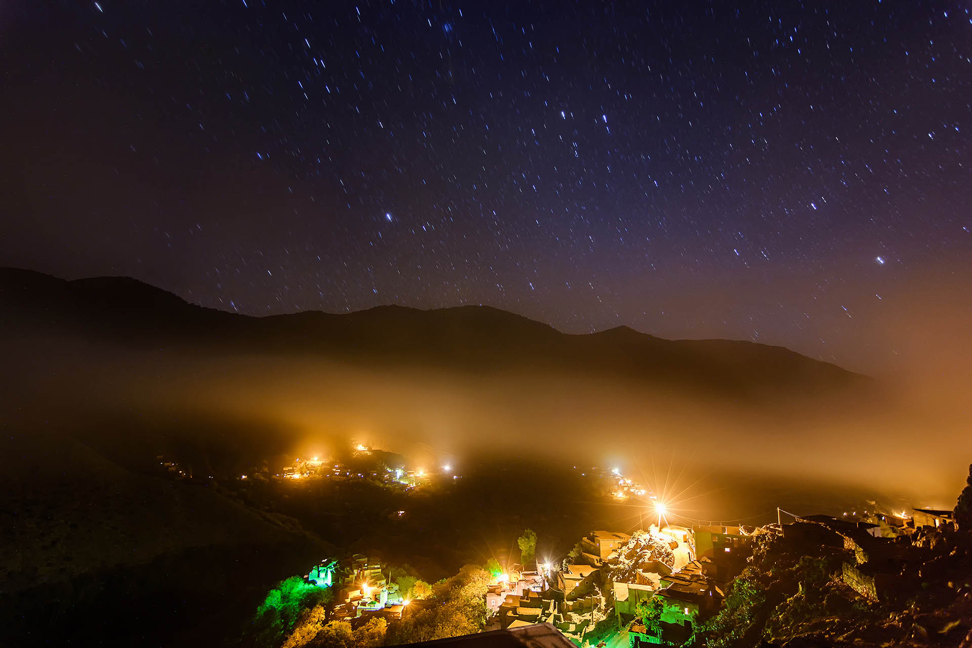 night , long exposure, stars, Id Issa, Azzaden Valley, High Atlas Mountains, Morocco
